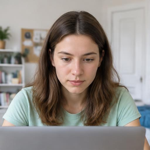 Maya Lewis taking an online exam