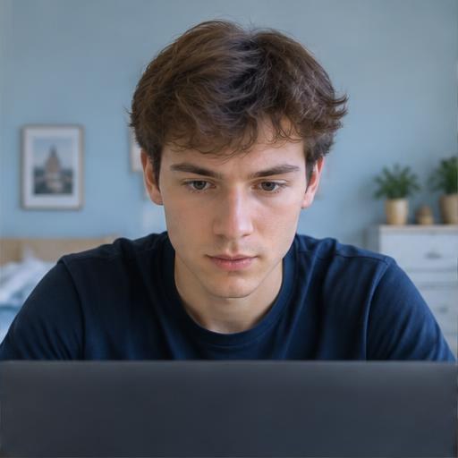 Jamie Diaz taking an online exam