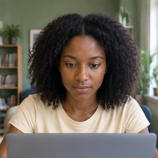 Noor Saleh taking an online exam