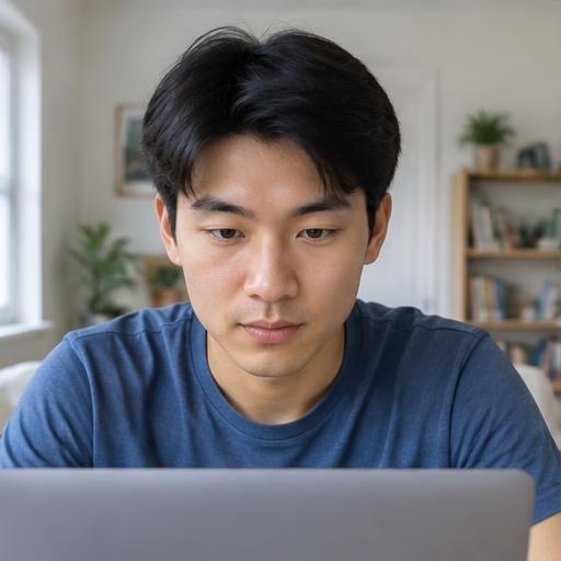 Theo Kim taking an online exam