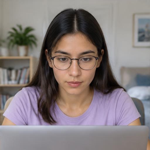 Eva Liu taking an online exam